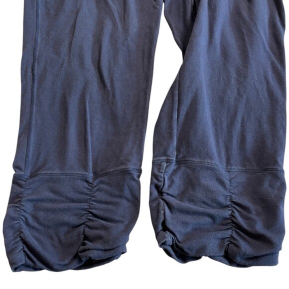 Soft Surroundings Navy Capri Leggings XL Stretch Ruched Hem Cotton Blend - Picture 3 of 6